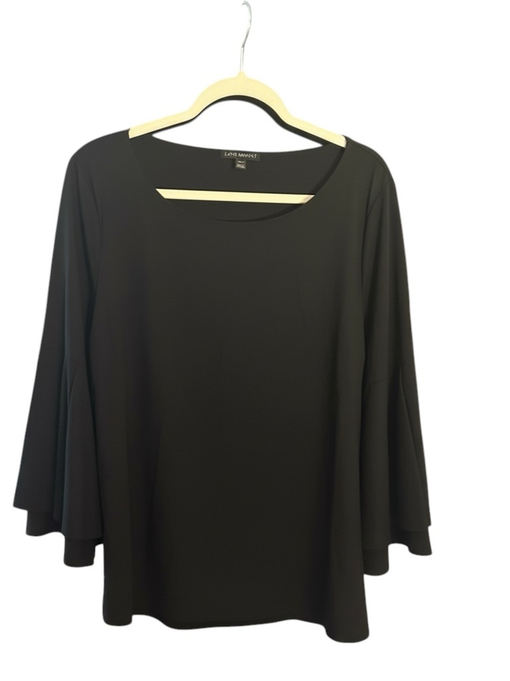 Lane Bryant Black Bell-Sleeve Round-Neck Tunic